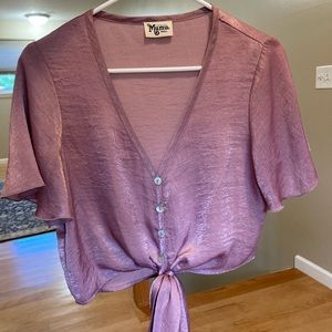 SMYM Tie button down crop top